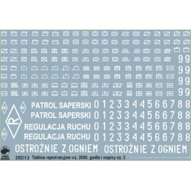 ToRo 1:35 Decals license plates wz.2000, emblems and operating inscriptions of Polish Army vehicles pt.3 