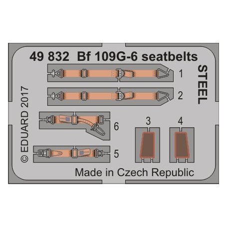 Eduard Bf 109G-6 seatbelts STEEL ZVEZDA