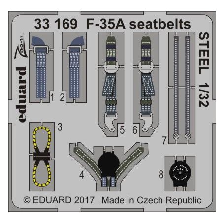 Eduard F-35A seatbelts STEEL ITALERI