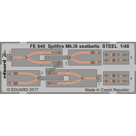 Eduard 1:48 Supermarine Spitfire Mk.IX seatbelts STEEL dla Eduard [brak zdjęcia]