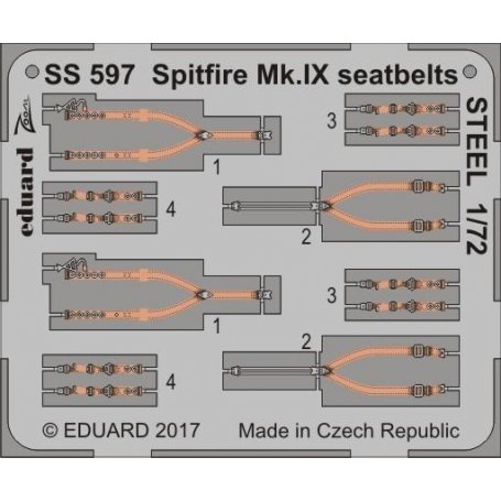 Eduard 1:72 Supermarine Spitfire Mk.IX seatbelts STEEL dla Eduard [brak zdjęcia]