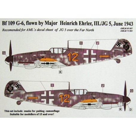 AML M73003 Maska Bf 109G-6 Mjr H. Ehler1/72