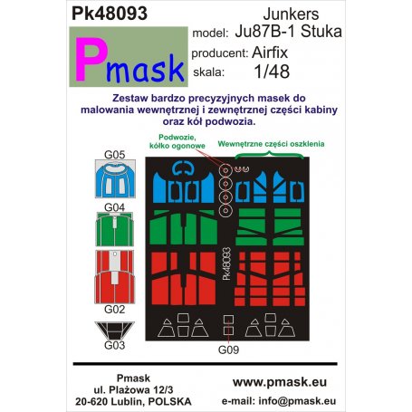 Pmask Pk48093 Maski do Junkers Ju-87 B-1 dla Airfix