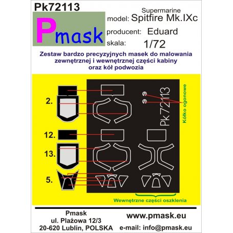 Pmask Pk72113 Maski do Supermarine Spifire Mk.IX dla Eduard