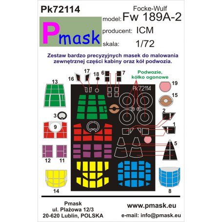 Pmask Pk72114 Maski do Focke Wulf Fw-189 A-2 dla ICM