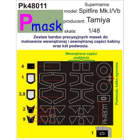 Pmask Pk48011 Supermarine Spitfire MkI/V - Tamiya