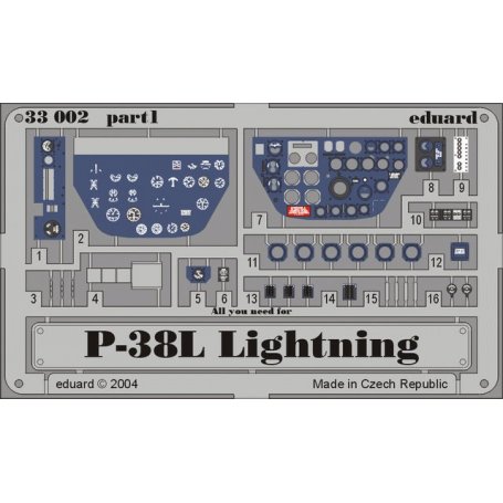 Eduard P-38L dashboard 1/32 TRUMPETER