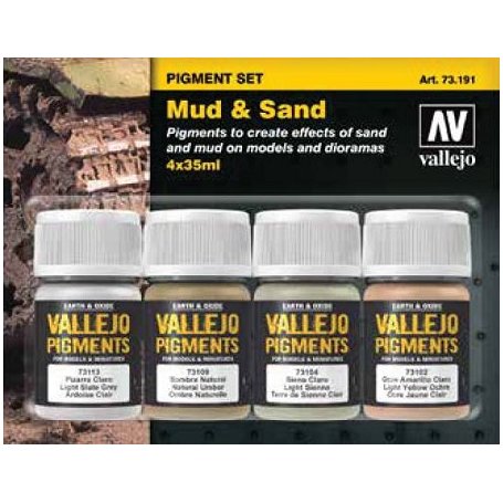 Vallejo 73191 Zestaw Pigmenty 4 - Mud & Sand