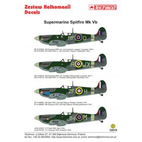 Techmod 1:32 Kalkomanie do Supermarine Spitfire Mk.Vb