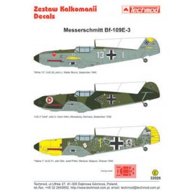 Techmod 1:32 Kalkomanie do Messerschmitt Bf-109 E-3