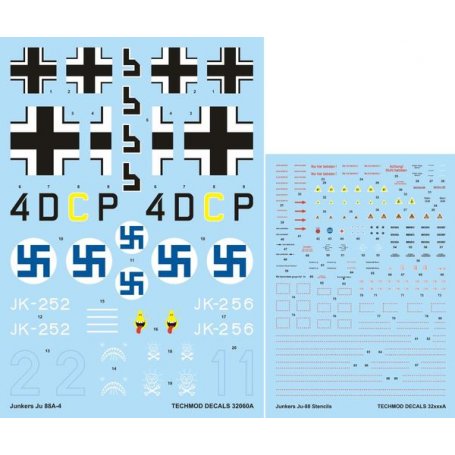 Techmod 1:32 Kalkomanie do Junkers Ju-88 A-4