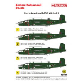 Techmod 1:48 Kalkomanie do North American B-25C Mitchell II
