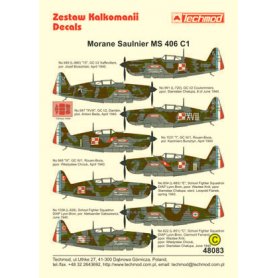 Techmod 1:48 Kalkomanie do Morane Saulnier MS.406 C-1