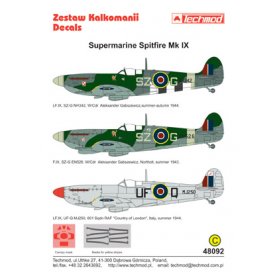 Techmod 1:48 Kalkomanie do Supermarine Spitfire Mk.IX
