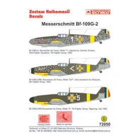 Techmod 1:72 Kalkomanie do Messerschmitt Bf-109 G-2