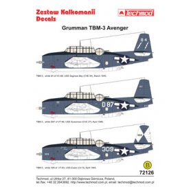 Techmod 1:72 Kalkomanie do Grumman TBM-3 Avenger