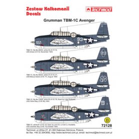 Techmod 1:72 Kalkomanie do TBM-1C Avenger