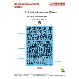 Techmod 48819 U.S. Letters & Numbers Black