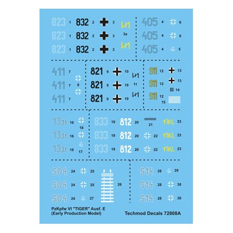 Techmod 1:72 Kalkomanie do Pz.Kpfw VI Tiger wczesna produkcja