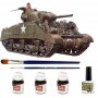 ZESTAW Tamiya 1:35 M4 Sherman | Model do sklejania + farby + klej + pędzelki