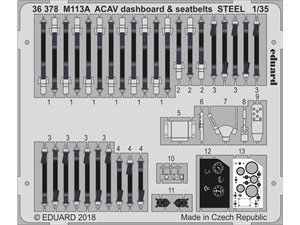 Eduard M113A ACAV dashboard &amp seatbelts STEEL AFV CLUB
