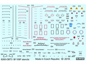 Eduard Bf 109F stencils