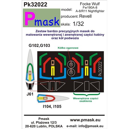 Pmask Pk32022 Maski do kabin FW-190 A-8 - Revell