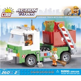 Cobi ACTION TOWN GARBAGE TRUCK WITH ROLL-OFF DUMPSTER / 260 klocków
