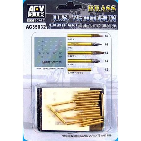 AFV Club AG35032 U.S. 76mm Gun Ammo Set - Brass