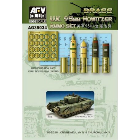 AFV Club AG35034 U.K. 95mm Howitzer Ammo Set-Brass
