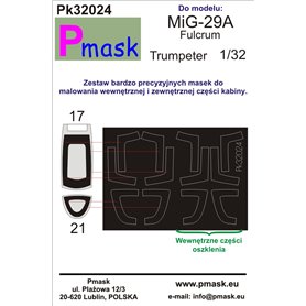 Pmask Pk32024 Maski do kabin MIG29A Fulcrun /Trum/