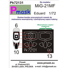 Pmask 1:72 Maski do MiG-21MF dla Eduard