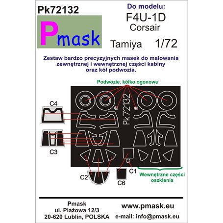 Pmask 1:72 Maski do Vought F4U-1D Corsair