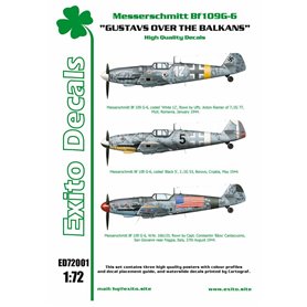 Exito EXITO DECALS 1:72 Kalkomanie do GUSTAVS OVER THE BALKANS - Messerschmitt Bf-109 G-6