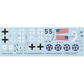 Exito EXITO DECALS 1:72 Kalkomanie do GUSTAVS OVER THE BALKANS - Messerschmitt Bf-109 G-6
