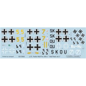 Exito EXITO DECALS 1:72 Kalkomanie do WULF PACK VOL.1 - Focke Wulf Fw-190A