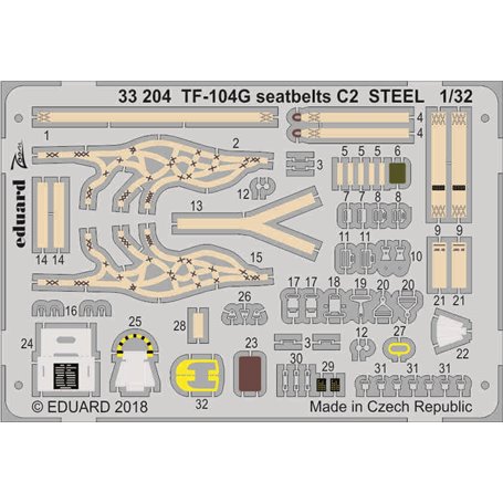 Eduard 1:32 Pasy bezpieczeństwa C2 do TF-104G dla Italeri