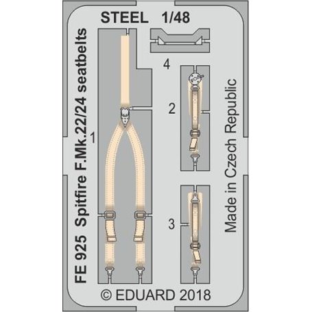 Spitfire F.Mk.22/24 seatbelts STEEL AIRFIX