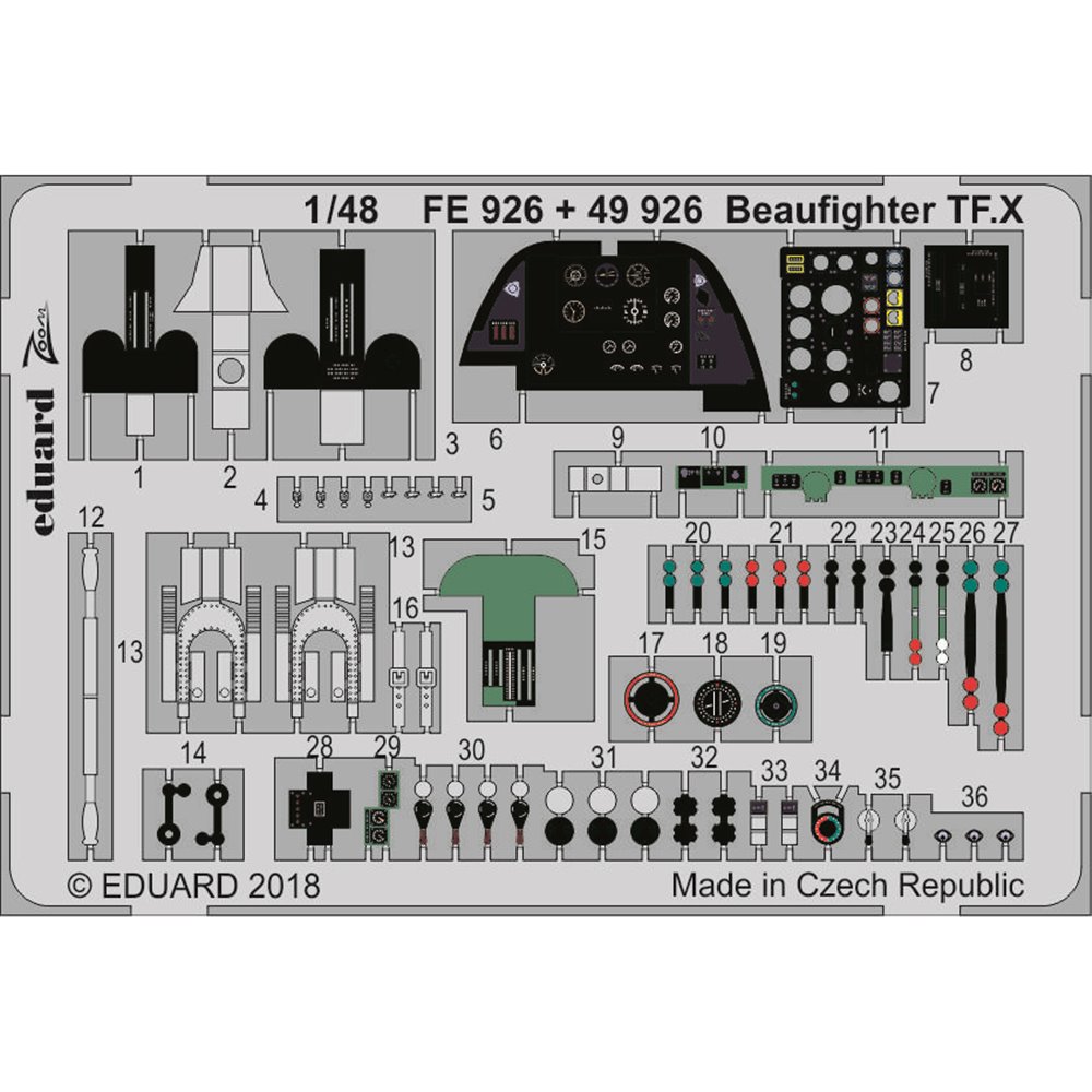 Eduard 1:48 Interior elements for Bristol Beaufighter TF.X / Revell ...