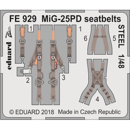 Eduard 1:48 Pasy bezpieczeństwa STEEL do MiG-25PD dla ICM