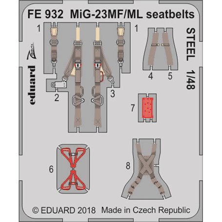 MiG-23MF/ML seatbelts STEEL EDUARD/TRUMPETER