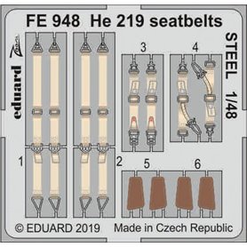 Pasy bezpieczeństwa STEEL do He 219 seatbelts STEEL TAMIYA