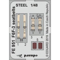 Eduard 1:48 Seatbelts STEEL for Grumman F6F-3 / Eduard