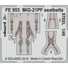 Eduard 1:48 Pasy bezpieczeństwa STEEL do MiG-21PF dla Eduard