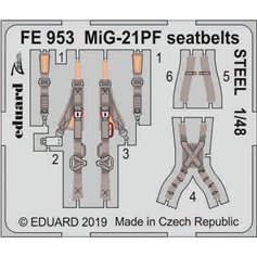 Eduard 1:48 Seatbelts STEEL for MiG-21PF / Eduard