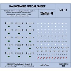 Weikert 1:35 Decals German uniforms - flaps, armlets, insignia for hats - WAFFEN SS - ver.1 - vol.17