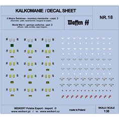 Weikert 1:35 Decals German uniforms - flaps, armlets, insignia for hats - WAFFEN SS - ver.2 - vol.18