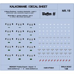 Weikert 1:35 Decals German uniforms - flaps, armlets, insignia for hats - WAFFEN SS - ver.3 - vol.19