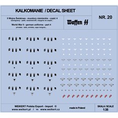 Weikert 1:35 Decals German uniforms - flaps, armlets, insignia for hats - WAFFEN SS - ver.4 - vol.20