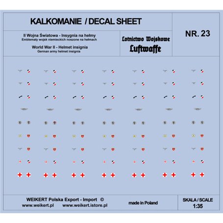 Weikert 1:35 Kalkomanie Emblematy na hełmy niemieckie - LUFTWAFFE - vol. 23